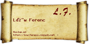 Löw Ferenc névjegykártya